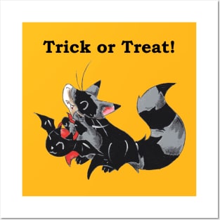 Double Masked Trick or Treater (With Text) Posters and Art